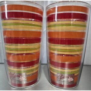 Fiesta Tervis Double Walled‎ Insulated Tumblers  Sunny Stripes 16oz - Set/2